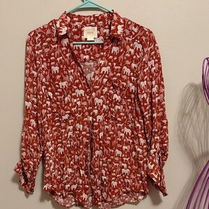 Maeve Safari Print Button Down Blouse